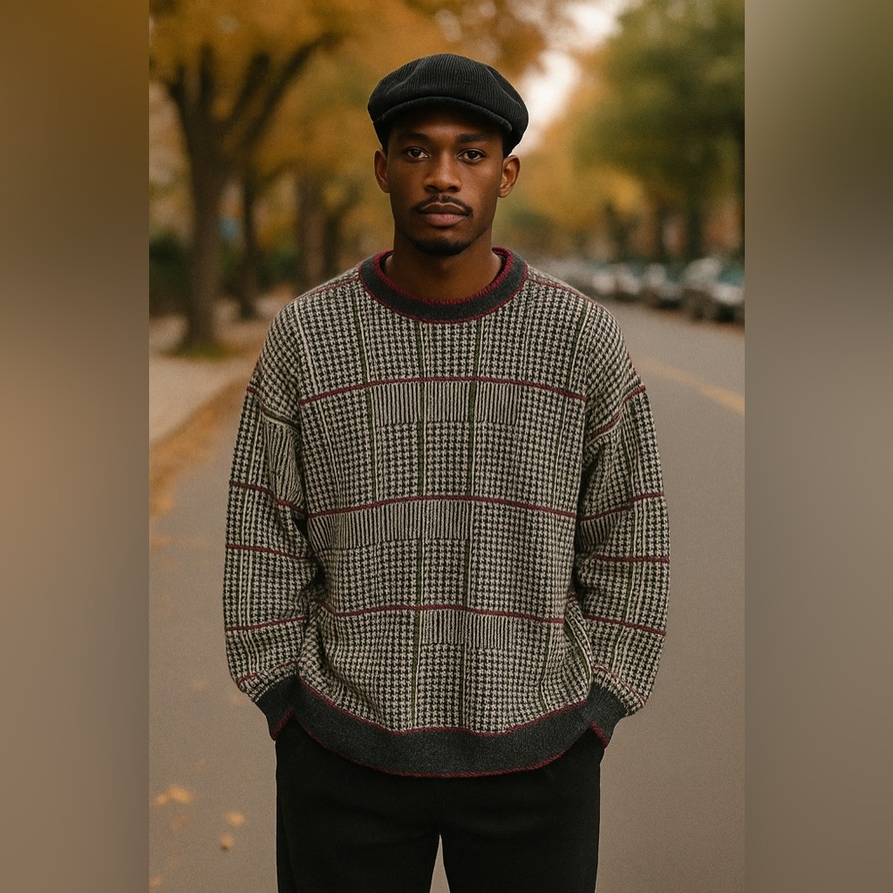 Jantzen Men's V-Neck Sweater in Black, Gray and Burgundy